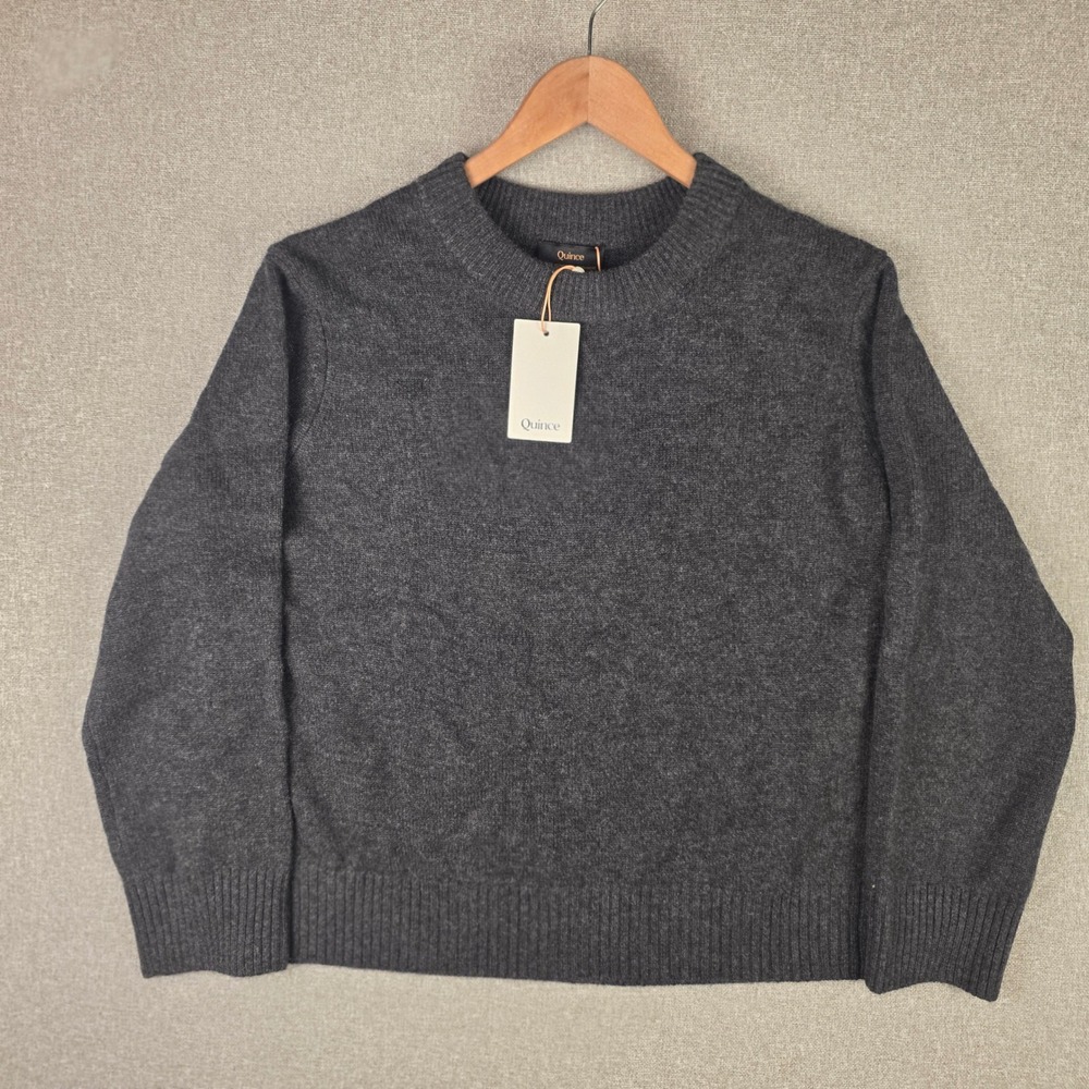 Quince Mongolian Cozy Cashmere Oversized Crewneck Sweater Charcoal Grey Medium